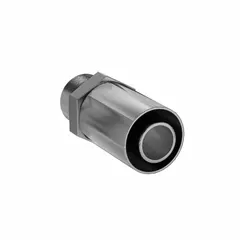 Steel straight hydraulic crimp fitting with BSPP male thread (0.511"-27) on one end and crimp connection for -16 hose dash size on the other. Used in hydraulic systems to attach hose assemblies to BSPP threaded ports.