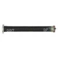 This steel torsion spring features a closed drawbar end and left-hand wind direction. With a wire diameter of 0.207 in, outside diameter of 2 13/32 in, and a deflection angle of 180°, it is used in applications requiring rotational force, such as counterbalancing doors or lids
