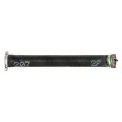 This steel torsion spring features a closed drawbar end and left-hand wind direction. With a wire diameter of 0.207 in, outside diameter of 2 13/32 in, and a deflection angle of 180°, it is used in applications requiring rotational force, such as counterbalancing doors or lids.