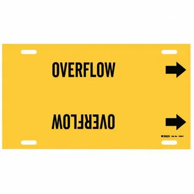 BRADY Overflow Strap-On Pipe Marker - Overflow Strap-On Pipe Markers