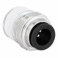 This push-to-connect adapter fitting connects 1/8 in OD nylon or plastic tubing to a 1/4 in male NPT threaded port. Made of nickel-plated brass and nylon, it provides a tool-free, leak-resistant seal for pneumatic systems and low-pressure fluid handling. Supplied in a 10-pack