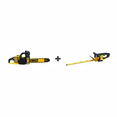 This combo kit includes a chainsaw and a 22-inch hedge trimmer, both powered by the 20V MAX* battery system. The included 9.0 Ah battery provides cordless operation for outdoor tree and shrub maintenance tasks such as limbing, light felling, and hedge shaping.