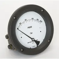 This differential pressure gauge from the Series 140 uses a diaphragm sensor to measure pressure differences between two points in fluid or gas systems. It features an aluminum housing, 1/4 in NPT female back connection, and ±3-2-3% gauge accuracy. Suitable for medium and high operating pressure applications such as filtration monitoring, pump performance, and flow measurement