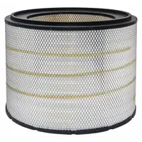 Round/oval engine air filter with axial seal. Overall height 13 27/32 inches. Compatible with Caterpillar construction equipment. Used in heavy-duty applications to filter intake air for engine protection