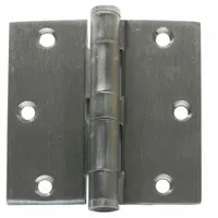 This full mortise-mount butt hinge is made of steel with a 2-inch leaf width. It features a plain bearing and a removable pin, allowing for easy door removal. Typical applications include mounting doors in industrial and commercial settings where durable support is required
