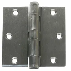This full mortise-mount butt hinge is made of steel with a 2-inch leaf width. It features a plain bearing and a removable pin, allowing for easy door removal. Typical applications include mounting doors in industrial and commercial settings where durable support is required.