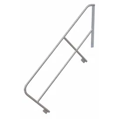 Stairway handrail with 3 ft overall height, constructed from aluminum. Provides fall protection and support for personnel on stairways, platforms, elevated walkways, loading docks, mezzanines, and rooftop access points in industrial, commercial, and institutional settings.