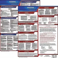 This poster set displays required federal and Arizona state labor law notices in a single 20 x 24 inch plastic sheet. Printed in English, it is designed for workplace compliance postings. Manufacturer part number 100-AZ-1