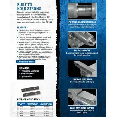 JET 8100M Screw-In Vise Jaw Caps, Steel, 10 in Jaw Width, MPN 28814-008