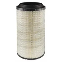 Round engine air filter with radial seal and cellulose/paper media. Compatible with Volvo vehicles. Direct replacement for Baldwin Interchange RS5432