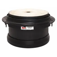 Round/oval engine air filter with channel flow design. Overall height 8 3/32 inches. Compatible with Freightliner vehicles. Used to filter incoming air for heavy-duty truck engines