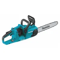 Rear-handle chainsaw powered by 18 V battery with 32 cc equivalent rating. Features adjustable/automatic chain oiler for consistent lubrication. Suitable for tree trimming, limbing, and light-to-medium cutting tasks