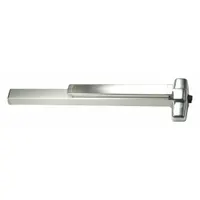 Rim-type exit device with touchbar style, finished in chrome. Designed for doors up to 4 ft wide, it provides low-force actuation for egress. ADA compliant for accessibility in commercial and industrial settings