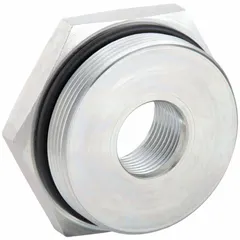 This threaded high-pressure pipe fitting connects male and female SAE threaded ports in hydraulic or pneumatic systems. It serves as a straight adapter for fluid power applications requiring a maximum operating pressure of 3,000 psi. The fitting has a pipe size of 1-1/4 in x 1-1/2 in.