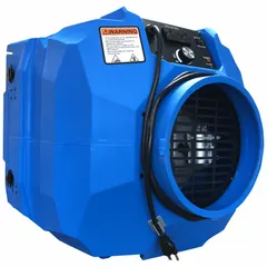 This negative air machine is constructed from impact-resistant polyethylene for particulate filtration. It delivers adjustable airflow from 200 cfm to 600 cfm and includes an air filter. Suitable for creating negative air pressure in construction, remediation, and industrial environments to capture airborne dust, mold spores, and debris.