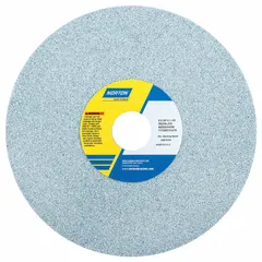 Type 1 straight grinding wheels for all metals. Each wheel measures 8" diameter, 3/4" thickness, with a 1-1/4" arbor hole. Specification 5SG46-JVS with J hardness. Suitable for surface grinding, deburring, and weld preparation in fabrication and maintenance applications. Sold in a 5-pack.