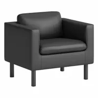 HON Club Chair: Black, Black, 4 Casters/Glides, Removable Back Cushions, 33 in Overall Wd, Fabric (MPN HVLVL1.BLK01)