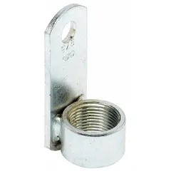 Steel straight sway brace fitting with plain finish. Measures 4 in long by 1 1/2 in wide, designed for 1 in pipe or rod diameter. Used as a rigid seismic bracing component to restrain piping and rod systems against lateral movement.