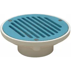 The ZURN FD2200-PV3 is a slotted round area drain constructed from plastic and cast iron. It has a 3 in nominal pipe size and is designed for surface water collection in commercial and industrial floor drainage applications.