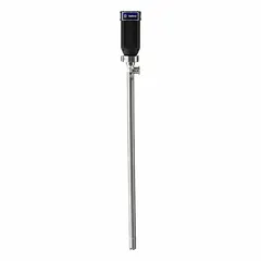 This GRACO sanitary centrifugal electric drum pump is a pump-only unit with a 1 1/2 hp motor and a maximum flow rate of 35 gpm. It is designed for transferring low-viscosity fluids in applications requiring sanitary conditions, such as food, beverage, pharmaceutical, and chemical processing. Suitable for batching, filling, and drum emptying.