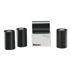 This single-color printer ribbon features a white resin formulation, measuring 4 1/2 inches by 1,181 feet. It is UL Recognized and anti-static, designed for use with the TDP4-HE printer series. Resin ribbons produce durable prints resistant to smearing and chemicals, suitable for industrial labeling applications such as asset tracking and component marking.