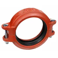 This grooved pipe coupling joins grooved-end pipes in fire protection, HVAC, and industrial piping systems. It features a ductile iron housing with an EPDM seal, rated for a maximum operating pressure of 300 psi at 150°F. The coupling provides a flexible, leak-tight connection for 2-inch pipe