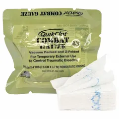 Sterile, latex-free gauze pad with a 3-inch width and 4-yard length. White, non-woven dressing without fastener, not water resistant. Complies with FDA standards. Suitable for wound care and packing in medical and first aid applications.