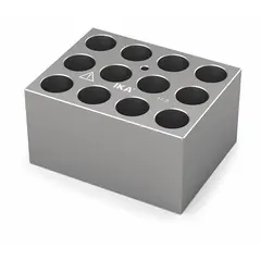 IKA Dry Block: Anodized Aluminum, 3 3/4 in Overall Wd, 3 in Overall Lg, 12 Wells, 17 1/2 mm Well Dia (MPN 4469000). Key specifications — Product Type: Dry Block Heater; Includes Thermometer Well: Yes; Material: Anodized Aluminum; Brand: IKA.