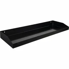 This steel tray is designed for use with truck boxes to organize and separate tools and equipment, preventing shifting during transport. It measures 44 inches in length and 4 inches in overall height, finished in black. The tray is a compatible divider accessory for standard truck box interiors.