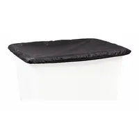 This black vinyl elastic cover is designed to fit cube and basket trucks with a capacity of 29.9 cubic feet (1.1 cubic yard). It measures 54 inches in length, 34 inches in width, and 3 inches in height, and is intended for use with Series PT units. The cover helps protect truck contents from dust and debris during storage in warehouses, distribution centers, and industrial facilities