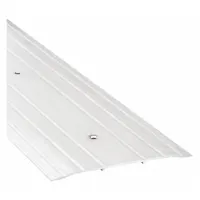 Aluminum saddle threshold with fluted transition type, 3 ft length. Used to seal the gap under doors in commercial or industrial facilities, reducing drafts, moisture, and debris infiltration