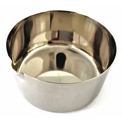 This nickel weighing boat is designed for weighing solid samples in laboratory settings. With a 100 mL capacity and 2 3/4 inch overall width, the round silver boat resists corrosion and high temperatures. It does not include a finger tab.