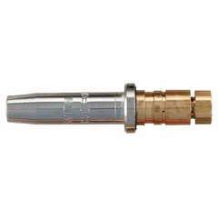 Size 5 cutting tip for machine torches, designed for use with propylene gas. Suitable for cutting steel thicknesses from 5 in to 8 in. Commonly used in industrial fabrication and heavy equipment manufacturing.