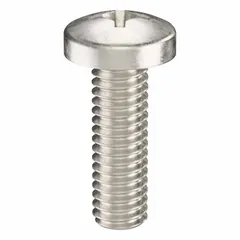Pan head machine screw with 5/16"-18 thread size and 1 in length, made from 316 stainless steel with a plain finish. Features a Phillips drive (size #4) and is supplied in a 10-pack. Suitable for fastening metal components in assemblies requiring corrosion resistance.