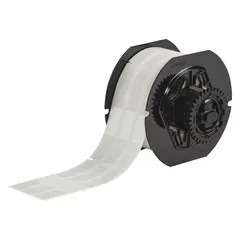 Vinyl, white matte precut label roll for wire identification. Sized for 10 AWG to 6 AWG wire gauge. Compatible with i3300 printer series; requires B30-R4300 ribbon. Used for cable marking in electrical panels, machinery, and control systems.