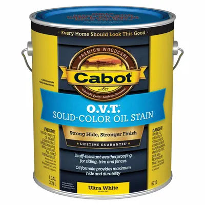 CABOT OVT Exterior Oil Solid Wood Stain, Ultra White, Flat, 1 gal - Wood Stains