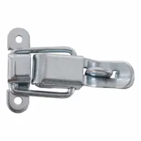 Steel draw latch for securing truck boxes. Silver finish. Overall height 1 21/32 in, width 2 15/32 in. Includes padlock