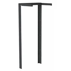 Steel open-frame rack expansion kit measuring 20 1/8 in wide, 49 1/4 in high, 14 5/8 in deep. Includes side stabilizing bars. Used to expand open-frame racks in AV or IT installations, adding structural support and mounting points for additional equipment.