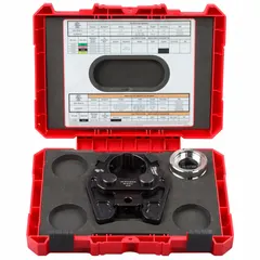 U-Die crimping jaw and die set for use with the MILWAUKEE 2679-20 tool. Accommodates copper conductors from 8 AWG to 750 kcmil. Suitable for electrical construction, panel building, and utility installations requiring secure connections.