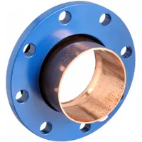 This wrot copper sweat fitting adapter connects 6-inch CTS copper tubing to flanged equipment. The cup end is soldered onto the pipe, while the flange end bolts to valves, pumps, or tanks. It is used in plumbing and HVAC systems for water distribution and process lines