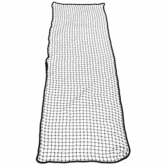 Nylon light-duty conveyor netting, 3 ft wide by 50 ft long, with 3/8 in rope diameter. Used to catch falling debris or products along conveyor lines in warehouses and manufacturing plants, helping protect personnel and equipment.