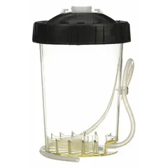 This 3M spray gun cup is a siphon feed cup made of plastic with a 28.7 fl oz capacity. It includes a hose and is designed for use with the PPS 2.0 system. Suitable for mixing, filtering, and spraying paints or coatings in automotive and industrial finishing applications.