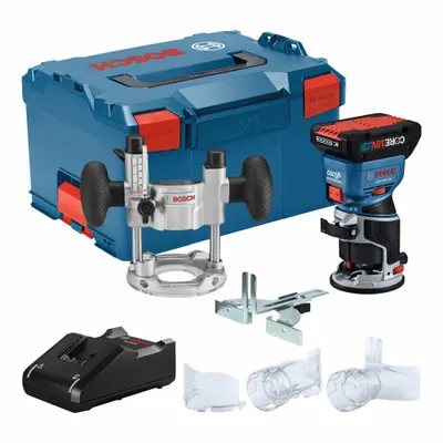 BOSCH Router: CORE18V, Battery Included, Plunge Base, 1.39 hp, 30,000 RPM, 1/4 in Collet - Bosch Cordless Routers