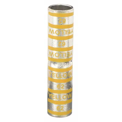 THOMAS & BETTS Open Barrel Splice: 250 kcmil Wire Size, Yellow Code, 3.38 in - Crimped Butt Splice Compression Connectors