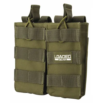 BARSKA Magazine Pouch, Green Nylon, 5 1/2 in x 6 3/10 in, Strap Closure - Duty Equipment Pouches