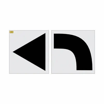RAE Individual Stencil: Turn Arrow, Parking Lot, 84 in Overall Wd, 53 in Overall Ht - Bike Lane Stencils