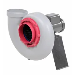 Corrosion-resistant direct-drive blower with 1/2 hp, 230/460V AC, 3-phase totally enclosed motor. Includes drive pack. Rotates counterclockwise (CCW). Suitable for industrial ventilation and fume extraction in corrosive environments.