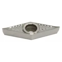Diamond indexable turning insert for precision turning of non-ferrous materials such as aluminum alloys, copper, and plastics. Provides high wear resistance and fine surface finish. Suitable for general machining applications requiring tight tolerances
