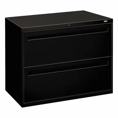 HON Lateral File Cabinet with Drawer: Black, 2 Drawers, 28 in Overall Ht, 18 in Overall Dp - Lateral File Cabinets