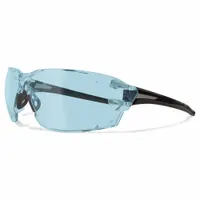 Full-frame safety glasses with padded comfort-fit design. Features a metal-detectable black frame and light blue lenses. Suitable for eye protection in industrial environments where metal contamination is a concern, such as food processing, pharmaceutical, or cleanroom settings